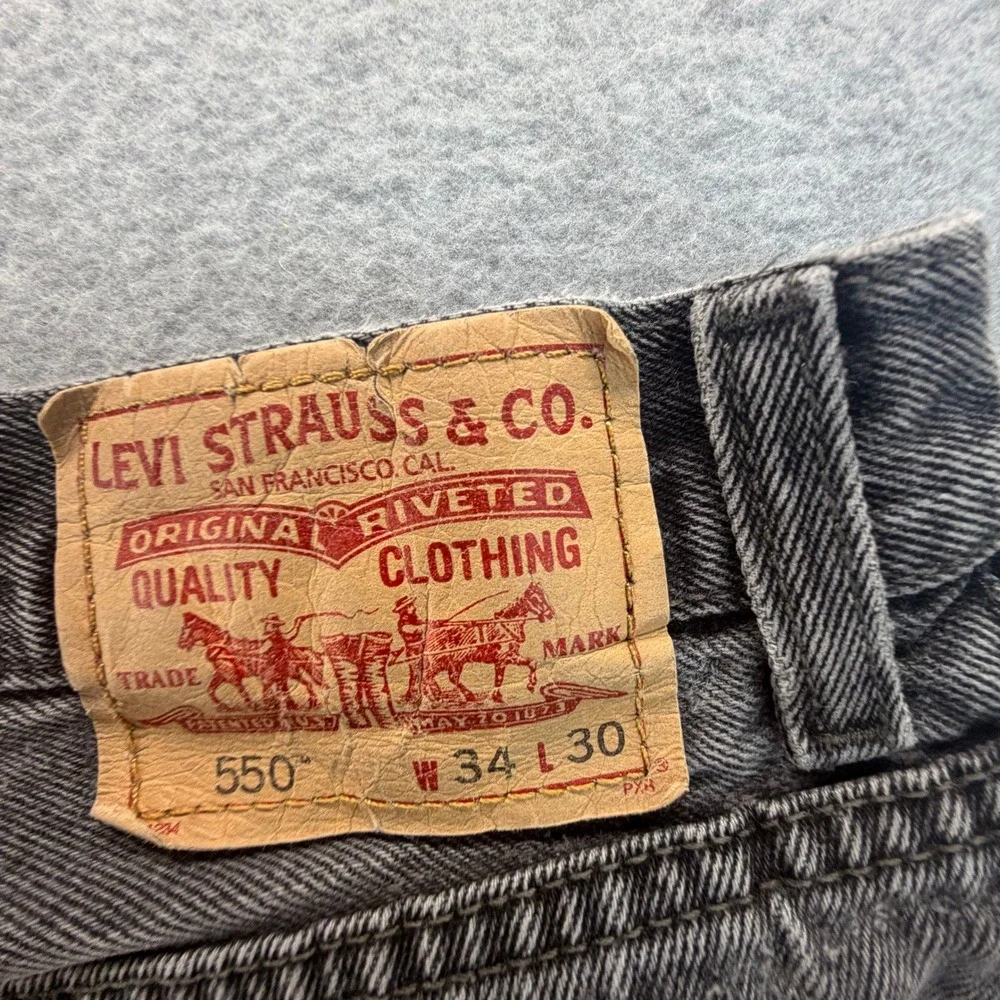 Levis 550 Relaxed Fit Tapered Leg Jeans Mens 34x30 Faded Black Denim Vintage